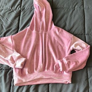 Girl’s‎ pink cropped Butterfly Hoodie